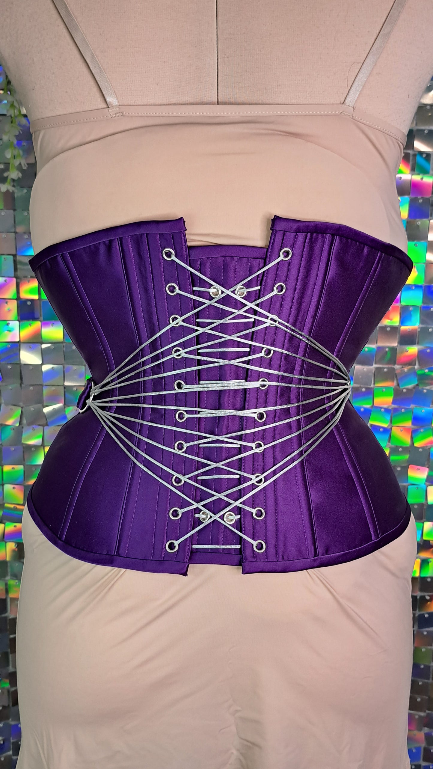 Rebecca - underbust corset with metallic fan lacing