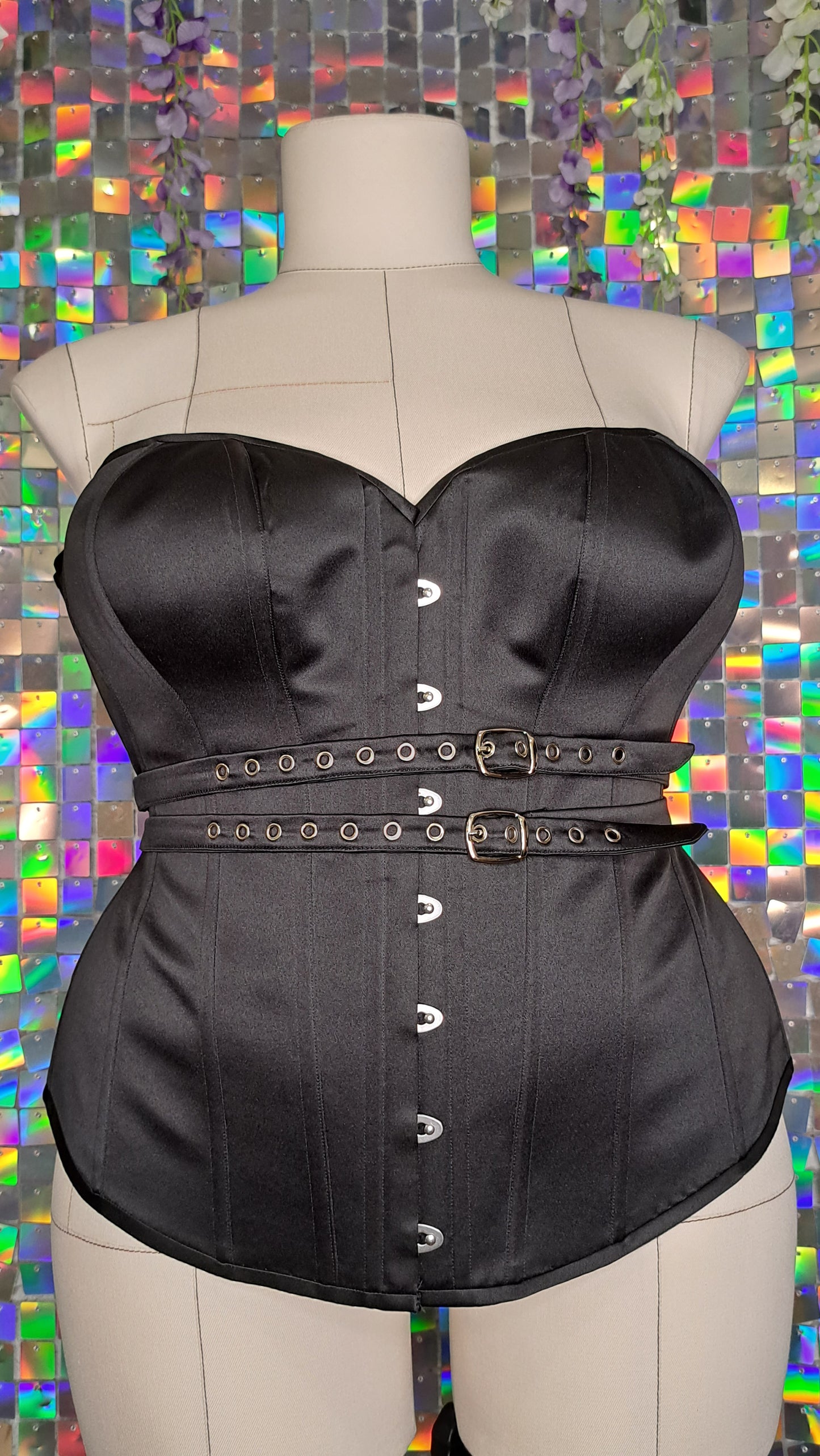 Fan-laced overbust corset (IN STOCK, READY TO SHIP)