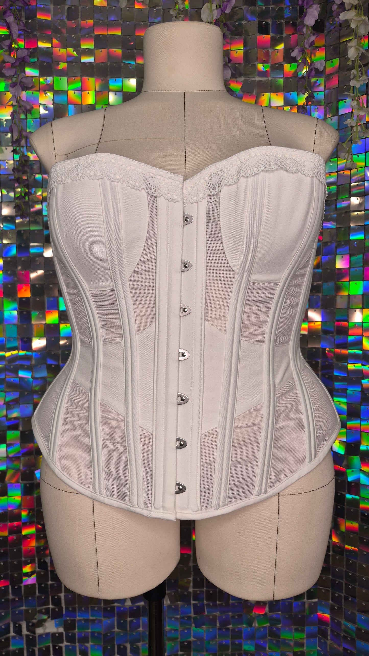 Cotton net overbust corset (Aida cloth)
