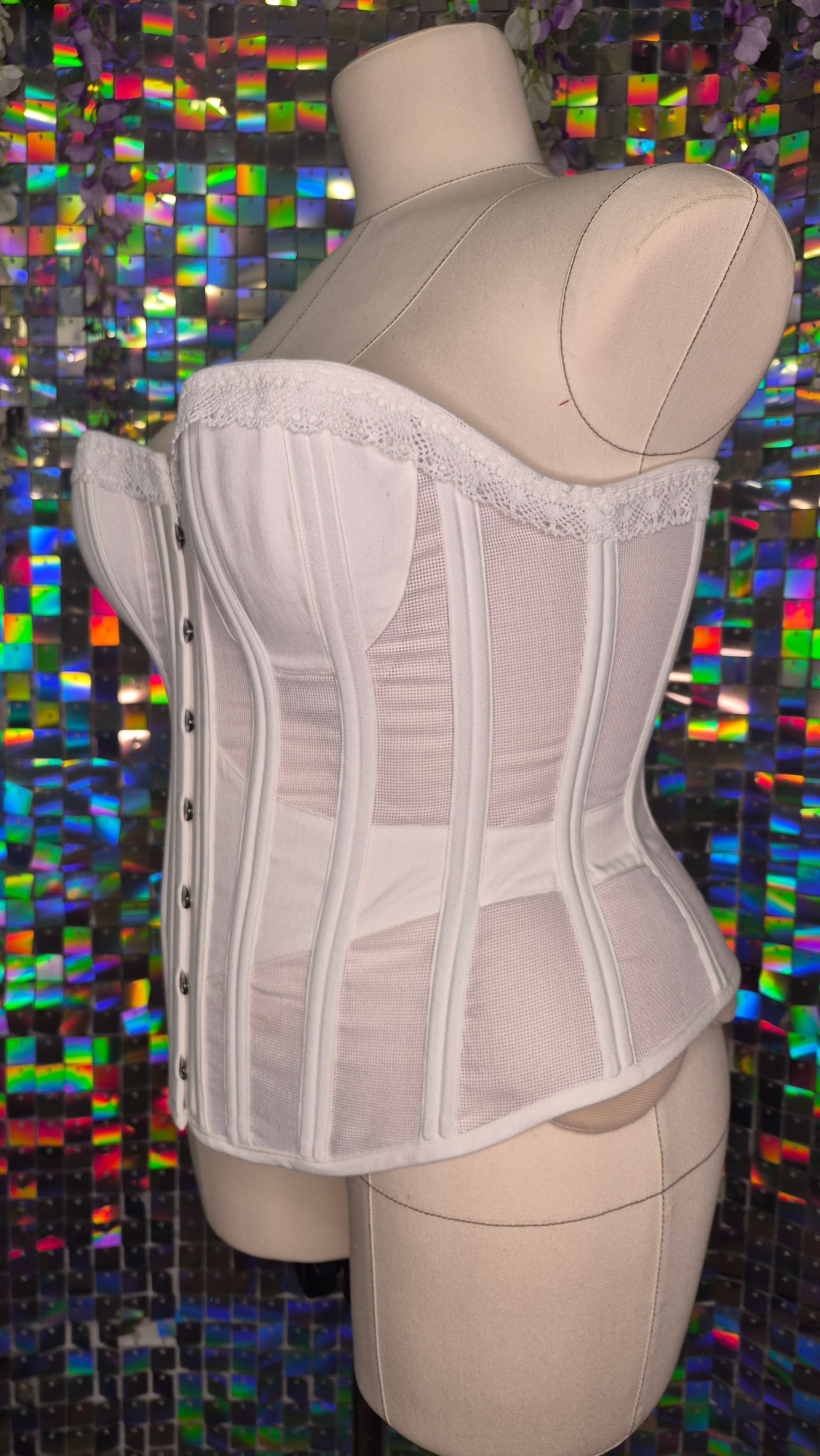 Cotton net overbust corset (Aida cloth)