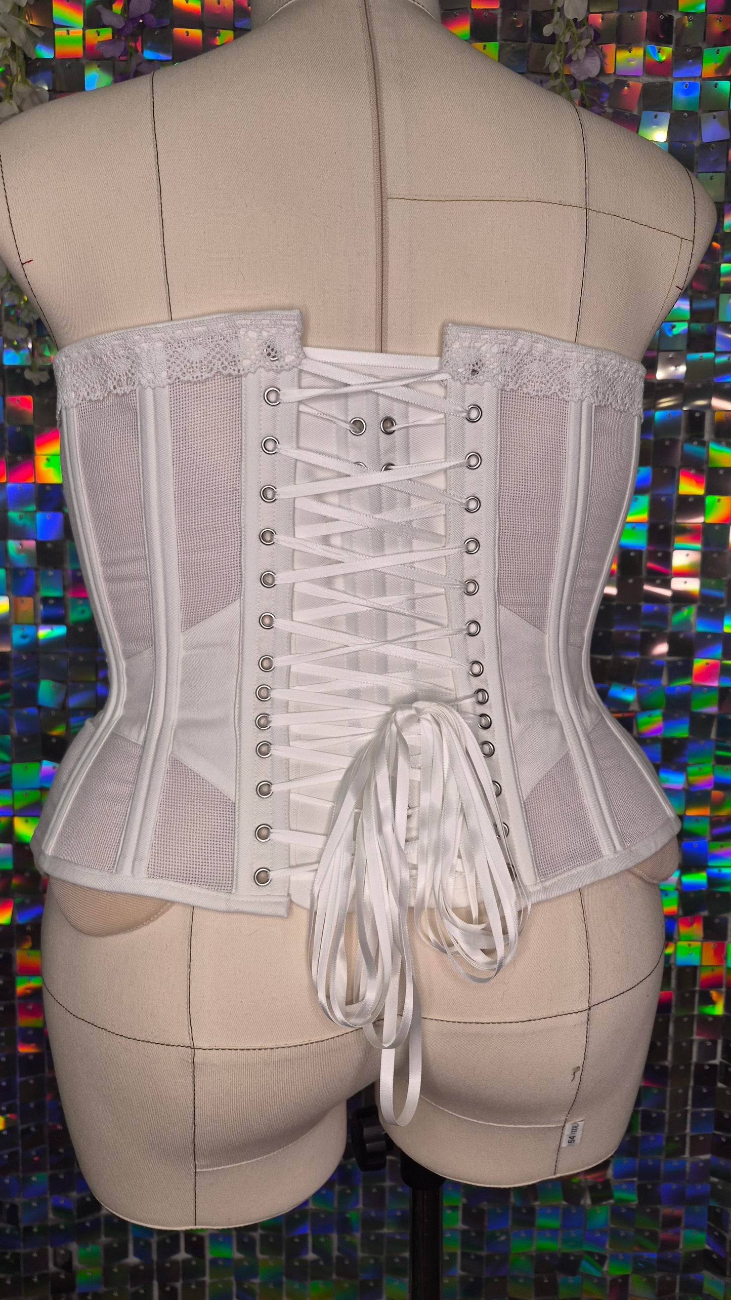 Cotton net overbust corset (Aida cloth)